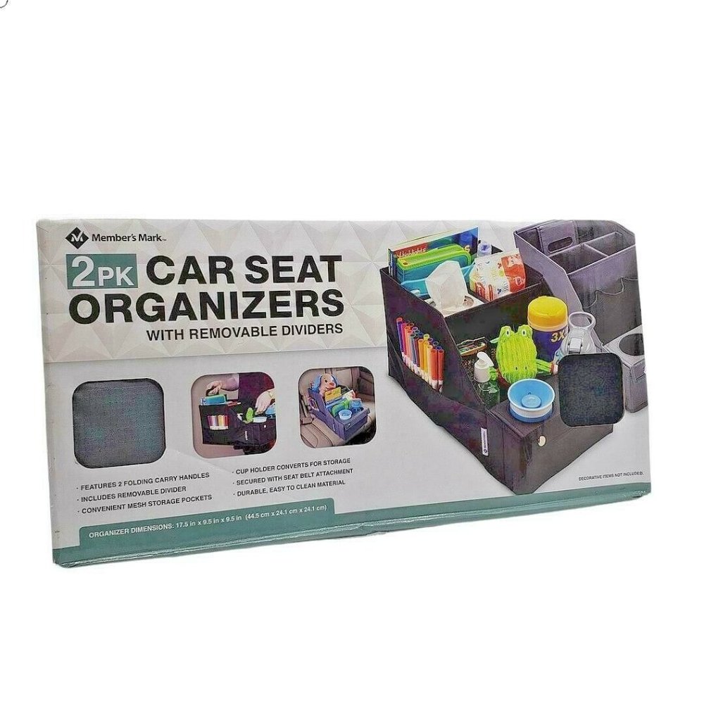 Member's Mark Car Seat Organizers w Removable Dividers & Cup Holders 2-PK NEW